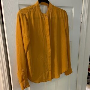 Mustard Yellow Open back Button-Up Blouse